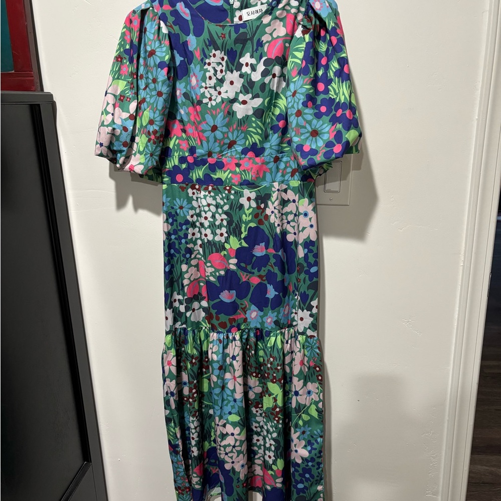 Source Unknown Multicolor Floral Midi Dress